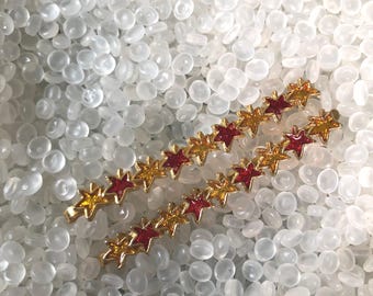 vintage hair pin, bobby pins,  yellow and red stars, stars hair pins