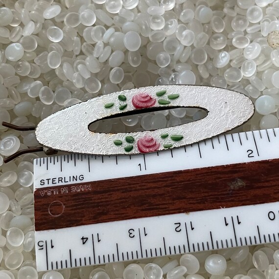 vintage hair barrette , Rose  barrette, Enamel Gu… - image 2