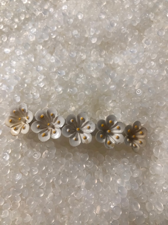 vintage barrette,  white flowers barrette, large r