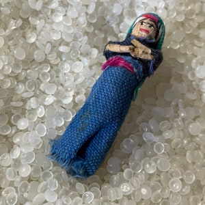 vintage barrette, Worry Dolls Barrette, Guatemalan Worry Dolls,  larger Worry Dolls,  old Hair Accessory