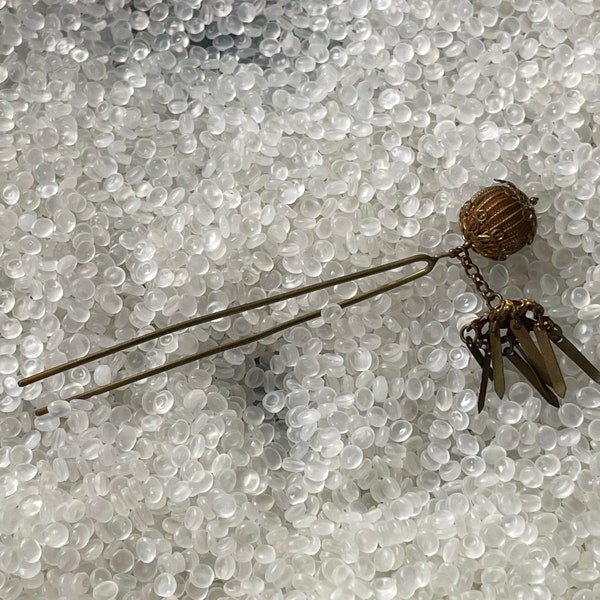 goupille vintage de bâton de cheveux, bâton de kanzashi de cru, épingle à cheveux japonaise ornementale, métal balançant