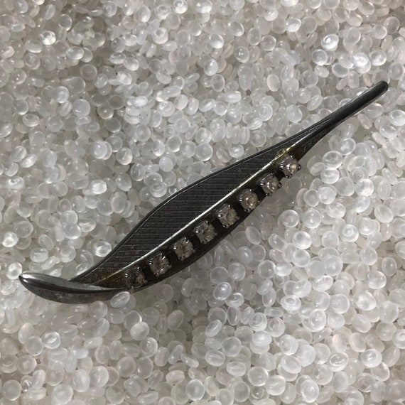 wonderful vintage barrette,dark silver tone leaf … - image 2