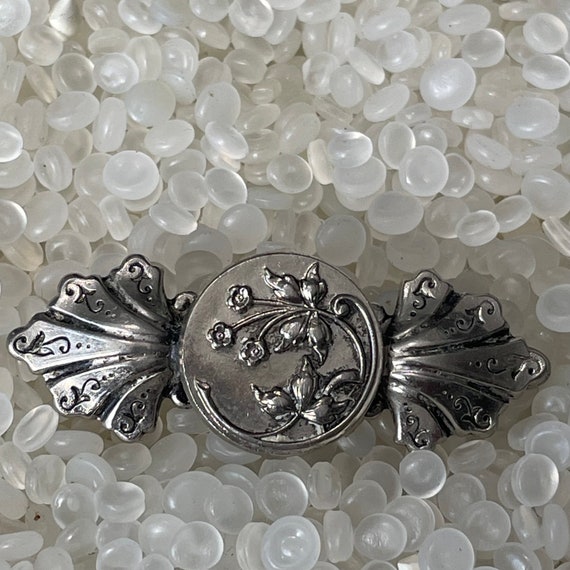 vintage barrette   silver,  elaborate style , pre… - image 3