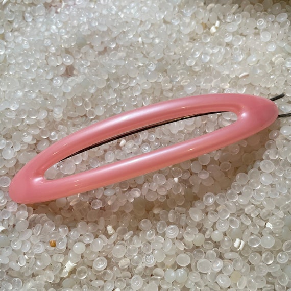 vintage  hair barrette,  soft pink barrette, large