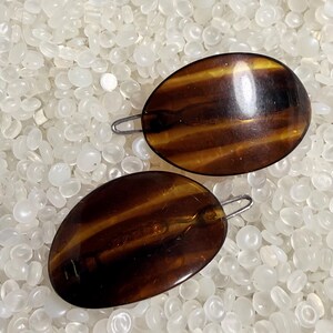 Vintage barrette, , oval tortoiseshell  color brown,  vintage 1970 hair styles, rare pair, f81