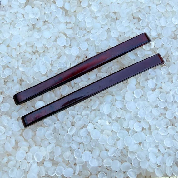 vintage barrettes, narrow barrette, Goody barrettes, long narrow barrettes,  longer size 3 inch , burgundy brown, h34