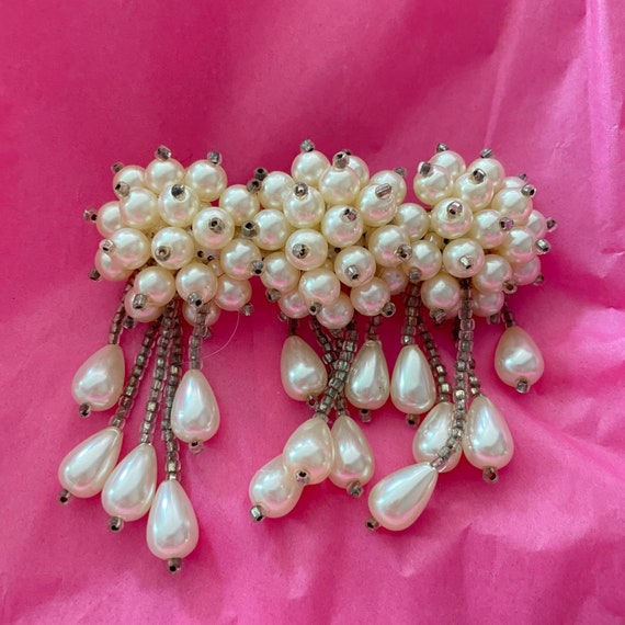 vintage hair barrette, Beautiful , faux pearls, r… - image 2