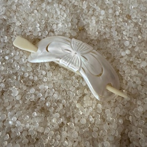 Vintage hair slide, mother of pearl hair barrette, beautiful carved MOP,