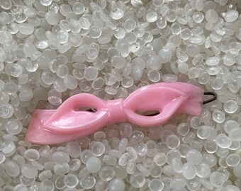 vintage barrette, pink  ribbon barrette, children  barrettes , old barrettes