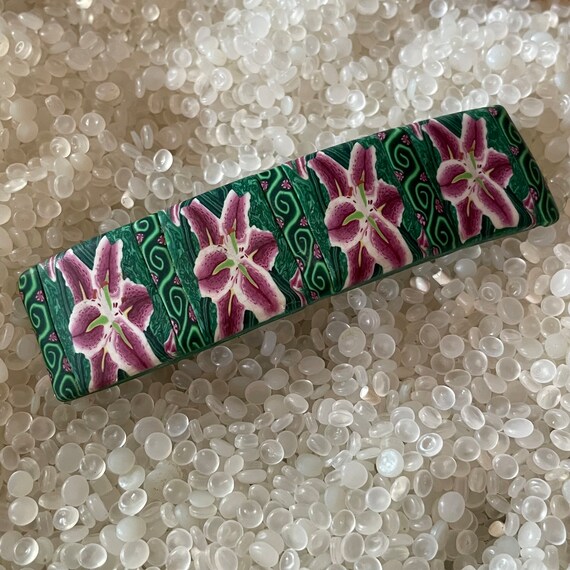 vintage hair barrette,   Poly clay barrette,  ooa… - image 1