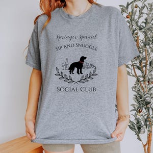 English Springer Spaniel Social Club Tshirt for Springer Mom dog owner and wine lover gift Spaniel Mama Shirt Hunting Dog Tee