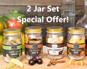 Instant Alcohol Cocktail Infusion Kit, Set of 2 Jars, DIY Cocktail Set Kit , Old Fashioned Cocktail Kit & Other Flavors, Unique Gift