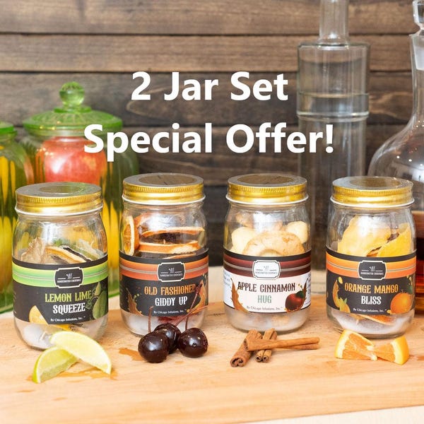 DIY Cocktail Infusion Kit: 2 Jars, Old Fashioned & Flavors