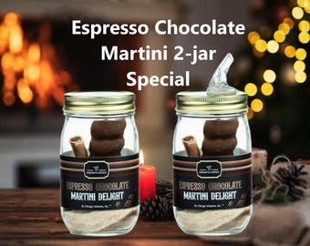 Espresso Chocolate Martini 2 Jar Cocktail Infusion Kit | Handcrafted, Gift Ready | Free Pouring Spout | Fun Unique Gift
