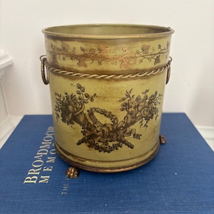 French neoclassical tole cachepot planter - vintage, claw feet