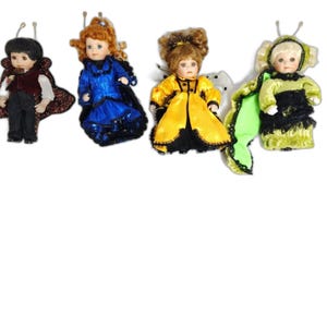 Lot 4 Marie Osmond Bitty Beauty Bug Collectible Miniature Porcelain Dolls QVC