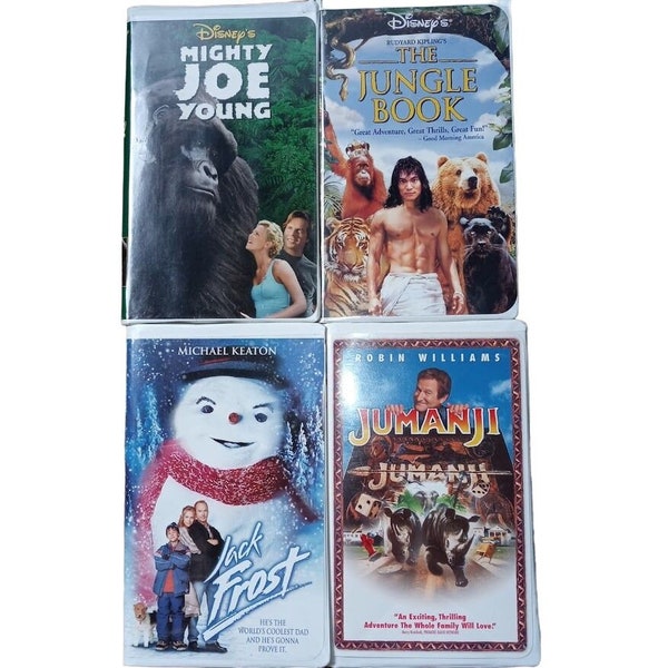 4 VHS Children and Family Movies Joe Young Jack Frost Jungle Book Jumanji Lot B