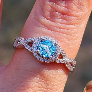 Infinity Engagement Ashes Glass Cremation Ring 40 CZ Sterling Silver Urn