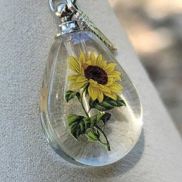 DIY Sunflower Crystal Cremation Ash Urn Tiny Bottle Urn Necklace Cremation Jewelry