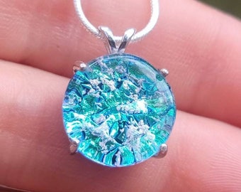Halo Sterling Silver Pendant 14mm Cremation Ashes Glass Urn Sympathy Gift