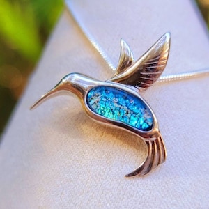 NEW Hummingbird Cremation Ash Pendant Ashes InFused Glass Urn Necklace