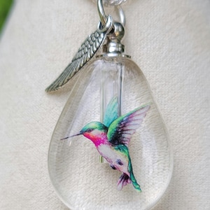 Hummingbird Cremation Jewelry Wish Bottle for Ashes Sympathy Gift Urn image 9