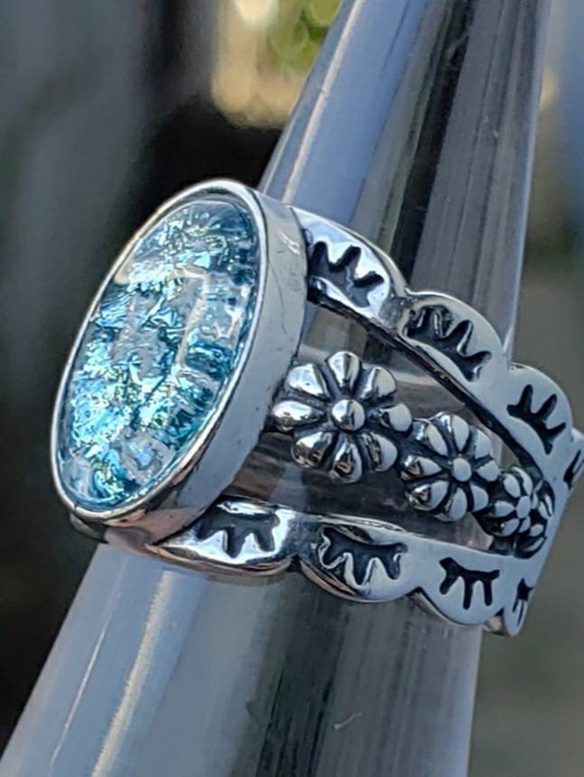Daisy Flower Cremation Jewelry Ring Sterling Silver Ashes Etsy