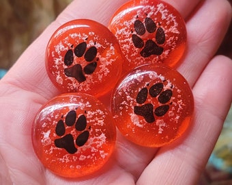 4 Paw Print Pocket Worry Stones Set Memorial Cremation Ashes In Glass Urn