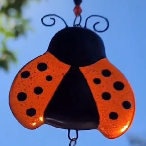 Ash InFused Glass ladybug Cremation Urn Sun Catchers Ashes In Glass Memorial