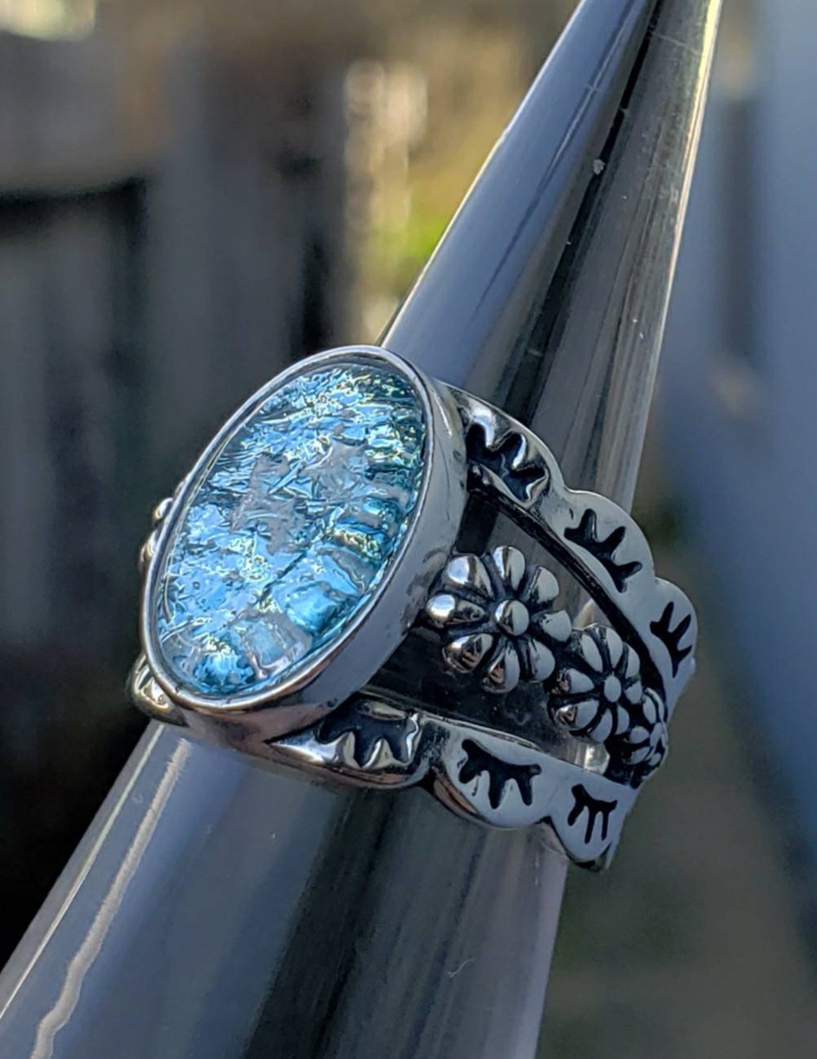 Daisy Flower Cremation Jewelry Ring Sterling Silver Ashes Etsy