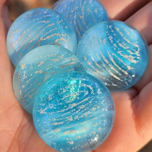 Cremation Ashes Blue Cloud Comfort Pocket Stones Set of 4 Memorial Glass 1.25 Inch
