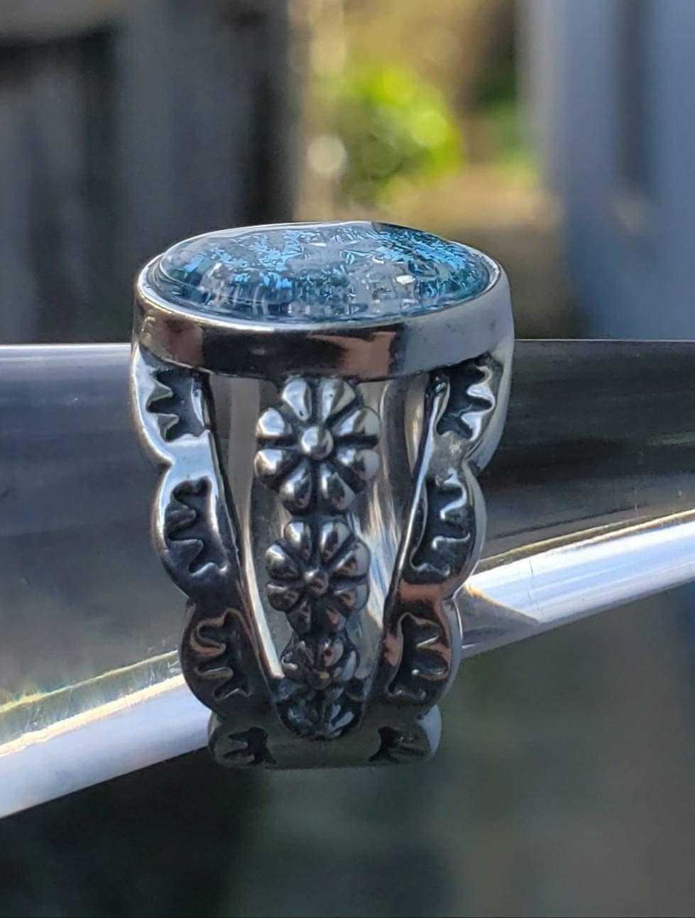 Daisy Flower Cremation Jewelry Ring Sterling Silver Ashes Etsy