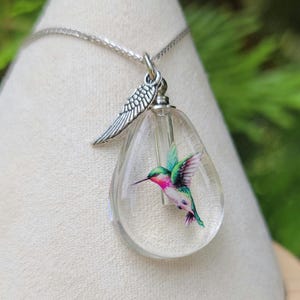 Hummingbird Cremation Jewelry Wish Bottle for Ashes Sympathy Gift Urn image 11