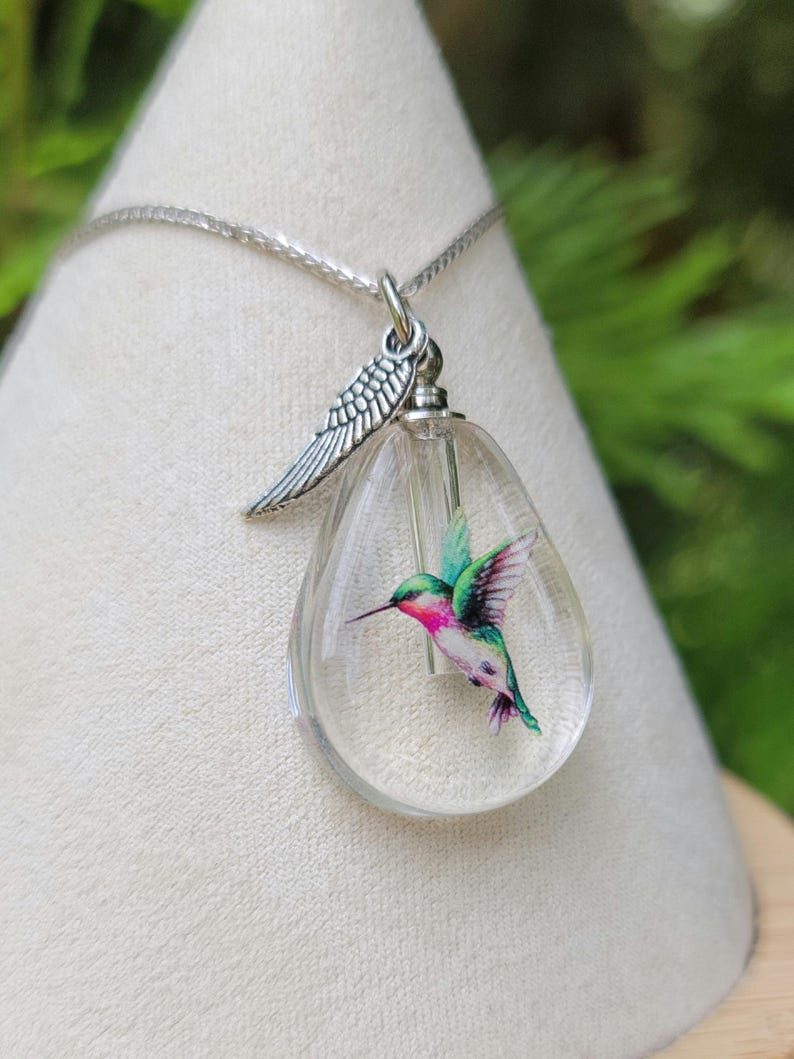 Hummingbird Cremation Jewelry Wish Bottle for Ashes Sympathy Gift Urn image 11