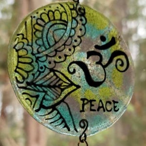 3inch ॐ OM Sun Catcher Ashes InFused Glass Cremation Urn