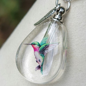 Hummingbird Cremation Jewelry Wish Bottle for Ashes Sympathy Gift Urn image 3
