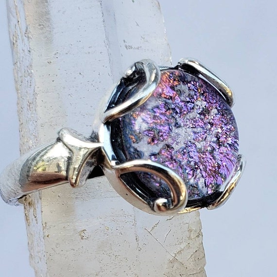 Leaf Ash Ring Cremation Jewelry Urn 7,8 Ashes InFused Glass Sterling Silver