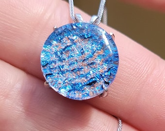 Colgante de plata de ley con halo de tierra de tumba infundido, cristal de 14 mm, regalo de condolencia