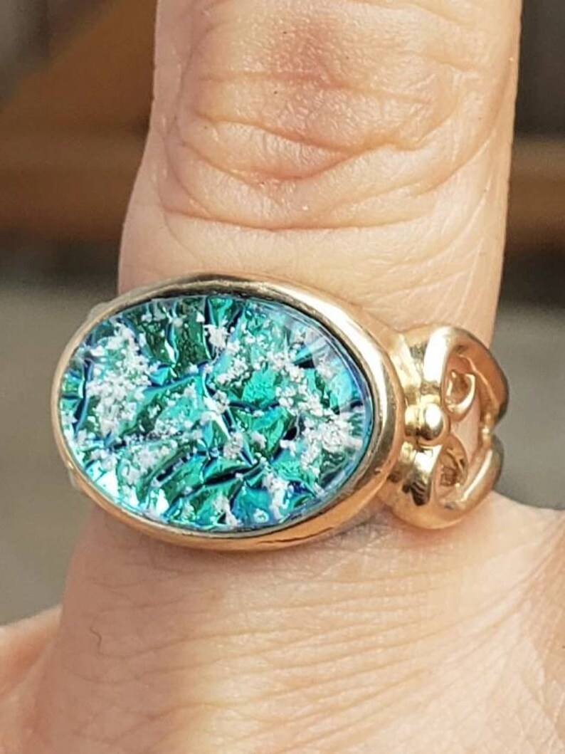 Cremation Jewelry Ring Ashes InFused Glass 14k Gold Heart Band Etsy