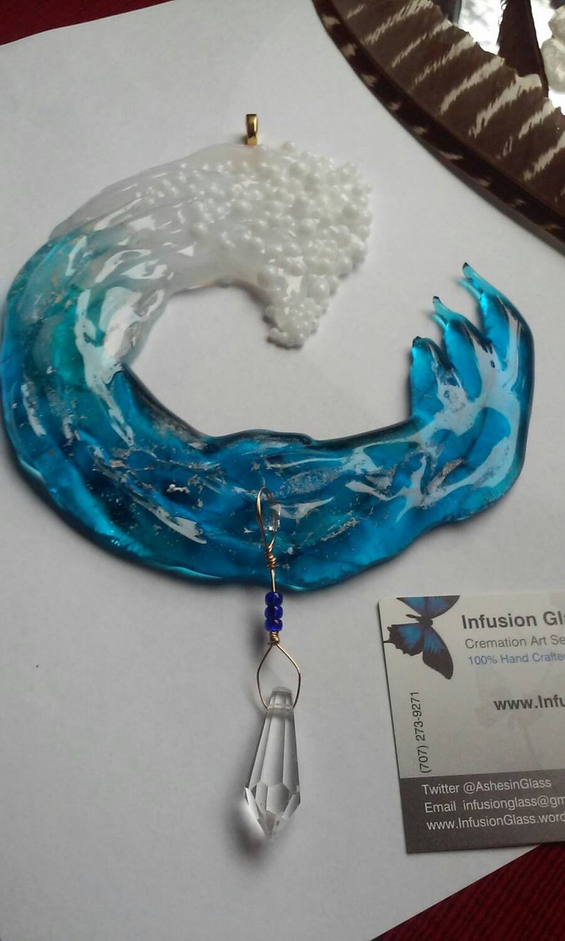 Ocean Wave Suncatcher Ashes Infused Glass Memorial Cremation Etsy
