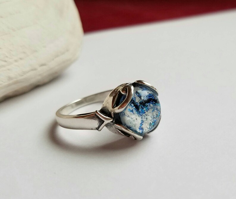 Cremation Jewelry Ring Sterling Silver Ashes Infused Glass Etsy