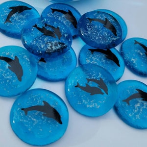 Dolphin Pockets 30pc 20pc 10pc Memory Stone Set with Bowl Celebration of Life Custom Ashes InFused Glass Memorial Keepsake immagine 2