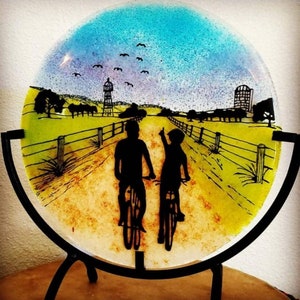 Countryside Bike Ride Cremation Ashes InFused Glass Urn