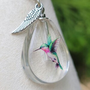 Hummingbird Cremation Jewelry Wish Bottle for Ashes Sympathy Gift Urn image 8