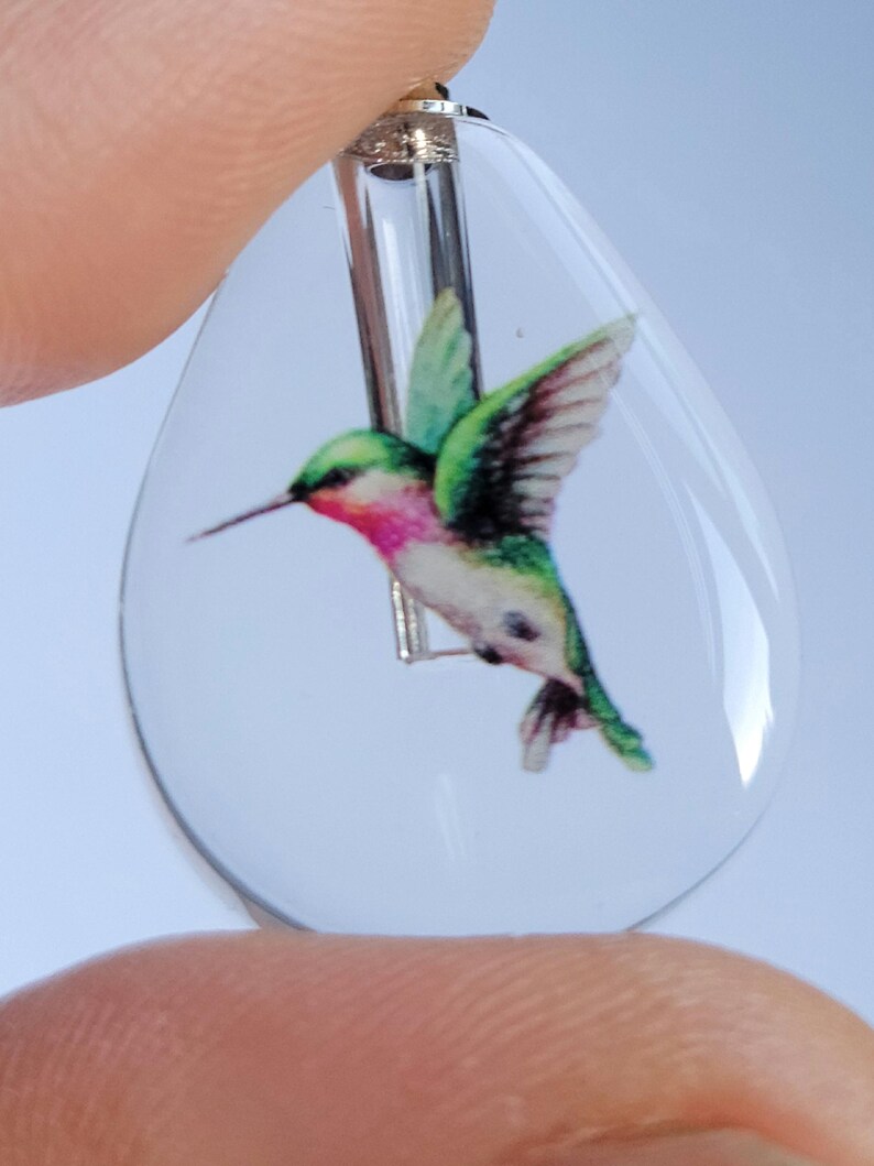 Hummingbird Cremation Jewelry Wish Bottle for Ashes Sympathy Gift Urn image 10