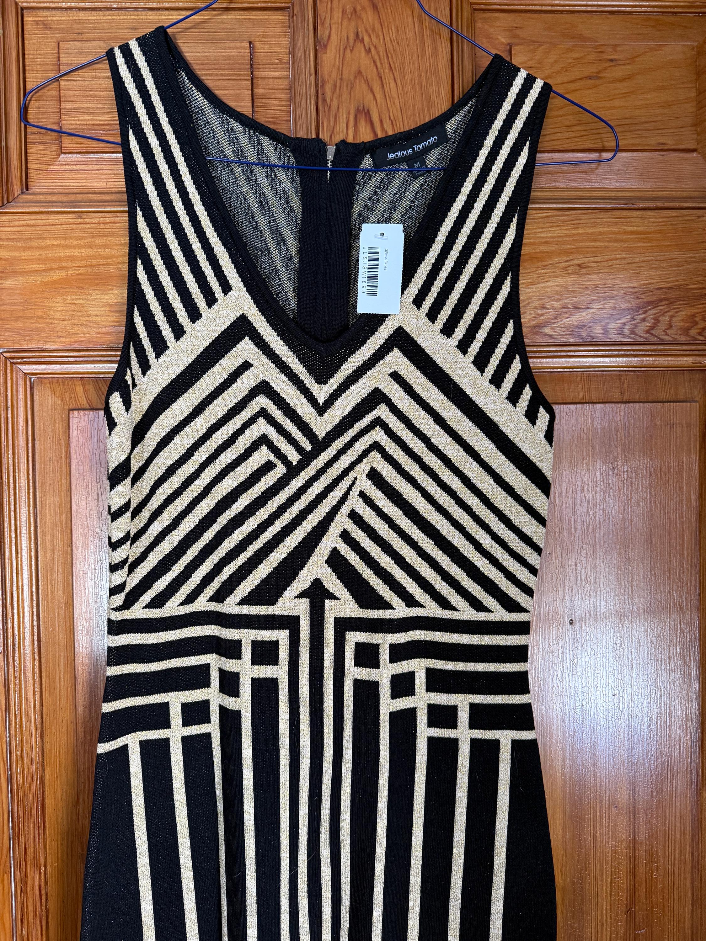 Hard to Find Gold Black Geometric Unique Dress NWT - Etsy