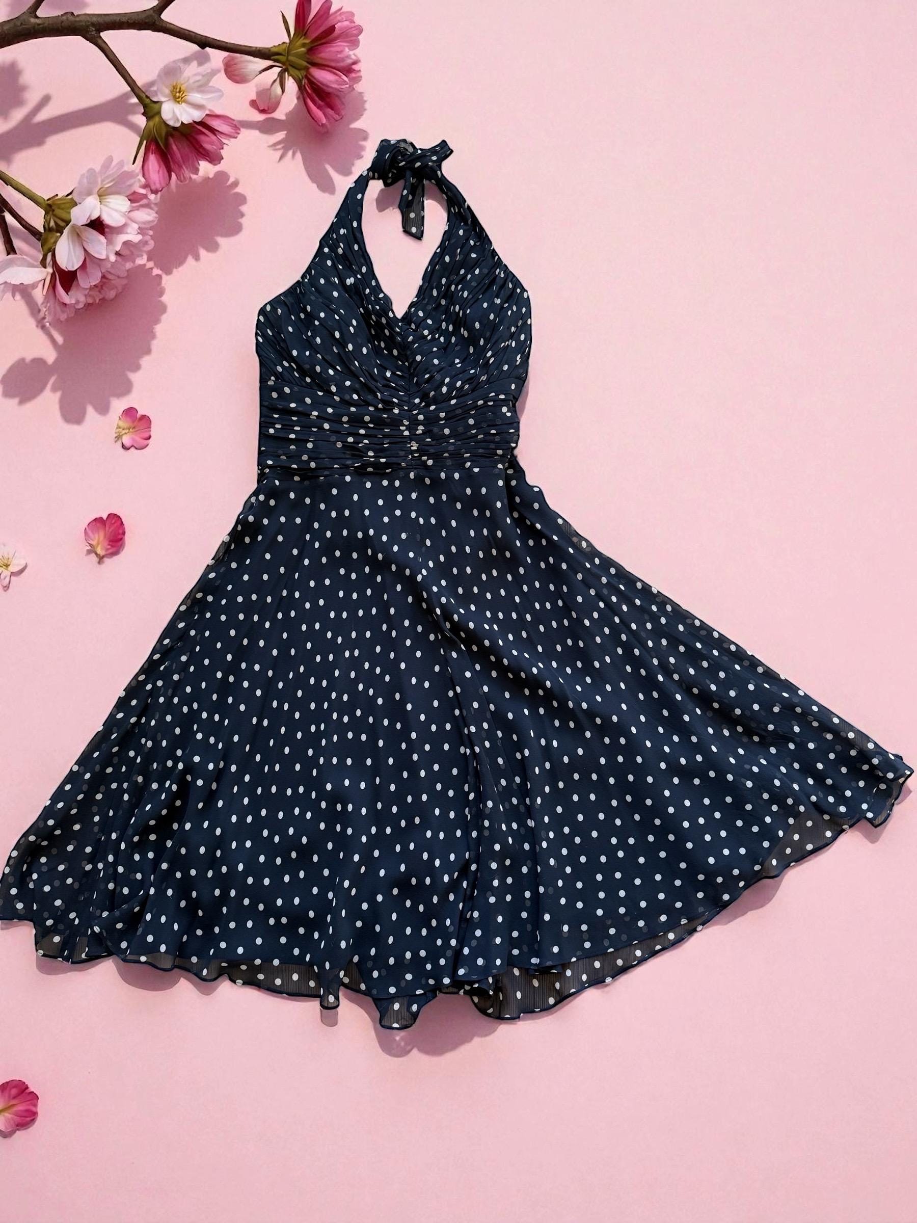 Marilyn Monroe Jones NY Shirred Polka Dot Silk Dress