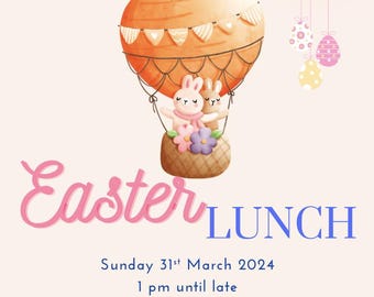 Osterlunch Einladung - orange, pink & blau