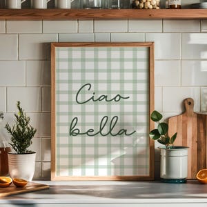 Plakat CIAO BELLA - Sage Green Wall Art, Ciao Bella Print, Italian Wall Art, Coastal Granddaughter, Cute Bar Cart Decor, Trendy Wall Art