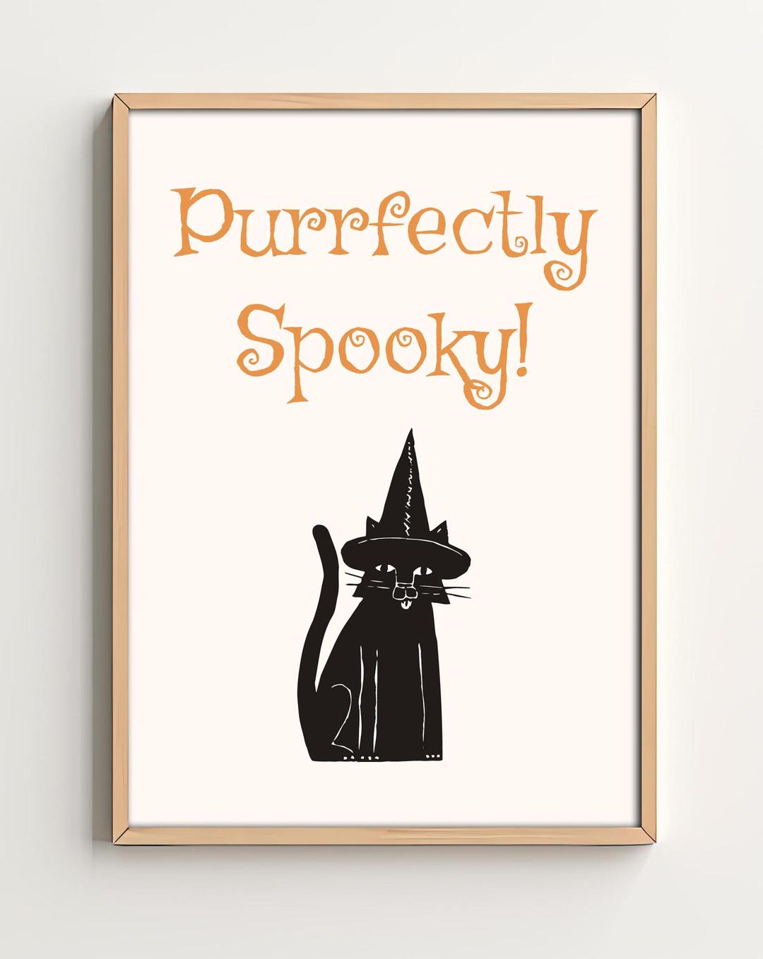 Purrfectly Spooky Cute Black Cat Art Halloween Print Spooky Cat Witch ...
